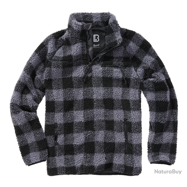 Polaire Brandit Teddyfleece Troyer doubl�e col montant - Noir / Gris / 5XL