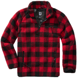 Polaire Brandit Teddyfleece Troyer doubl&eacute;e col montant - Rouge / Noir / M