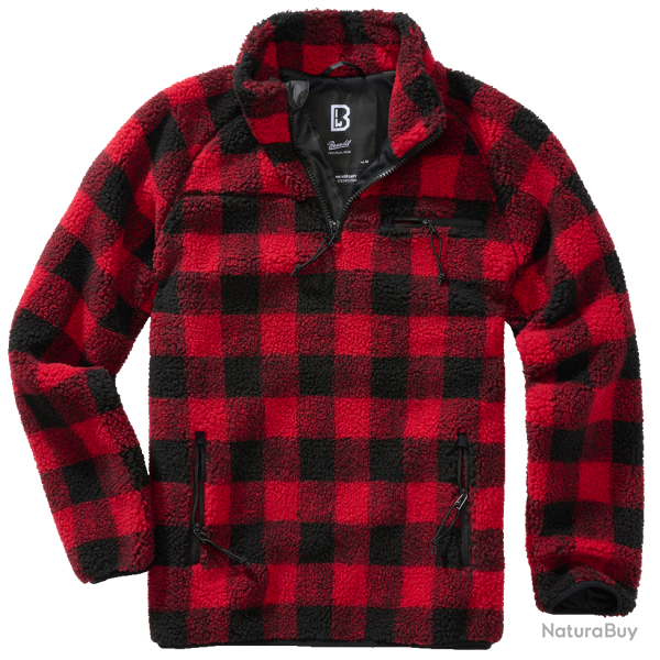 Polaire Brandit Teddyfleece Troyer doubl�e col montant - Rouge / Noir / M
