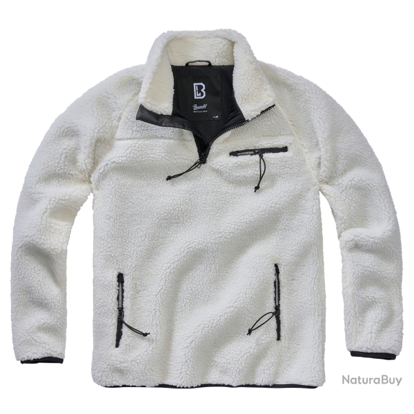 Polaire Brandit Teddyfleece Troyer doubl�e col montant - Blanc / 5XL