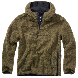 Polaire Brandit Teddyfleece Worker &agrave; capuche doubl&eacute;e - Vert olive / 4XL