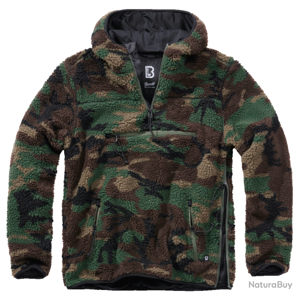 Polaire Brandit Teddyfleece Worker � capuche doubl�e - Woodland / 7XL