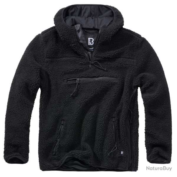 Polaire Brandit Teddyfleece Worker � capuche doubl�e - Noir / 7XL