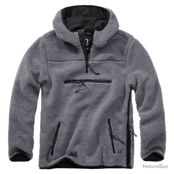 Polaire Brandit Teddyfleece Worker � capuche doubl�e - Anthracite / 6XL