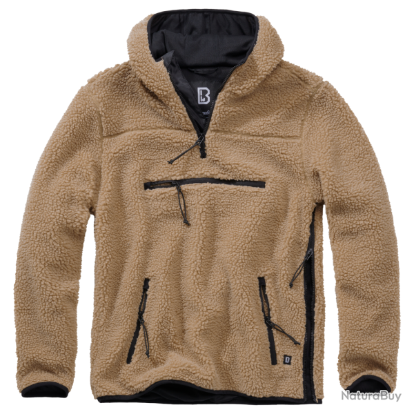 Polaire Brandit Teddyfleece Worker � capuche doubl�e - Camel / M