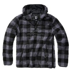 Polaire Brandit Teddyfleece Worker &agrave; capuche doubl&eacute;e - Noir / Gris / S