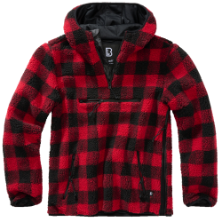 Polaire Brandit Teddyfleece Worker &agrave; capuche doubl&eacute;e - Rouge / Noir / 4XL