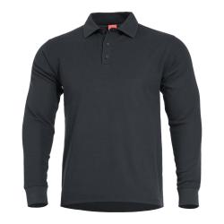 Polo manches longues Pentagon Aniketos en piqu&eacute; nid - Noir / M