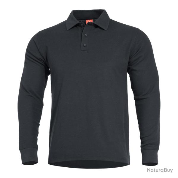 Polo manches longues Pentagon Aniketos en piqu� nid - Noir / M