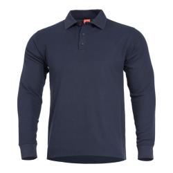 Polo manches longues Pentagon Aniketos en piqu&eacute; nid - Bleu marine / L