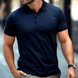 Polo OPEX uni manches courtes 100 % coton peign&eacute; Ringspun - Bleu marine / S