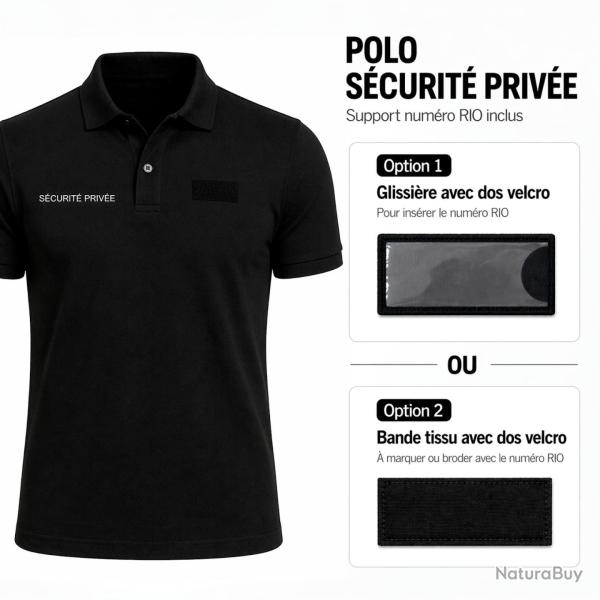 Polo S�curit� priv�e Patrol Equipement en coton marquage - Noir / XL