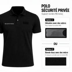 Polo S&eacute;curit&eacute; priv&eacute;e Patrol Equipement en coton marquage - Noir / 2XL