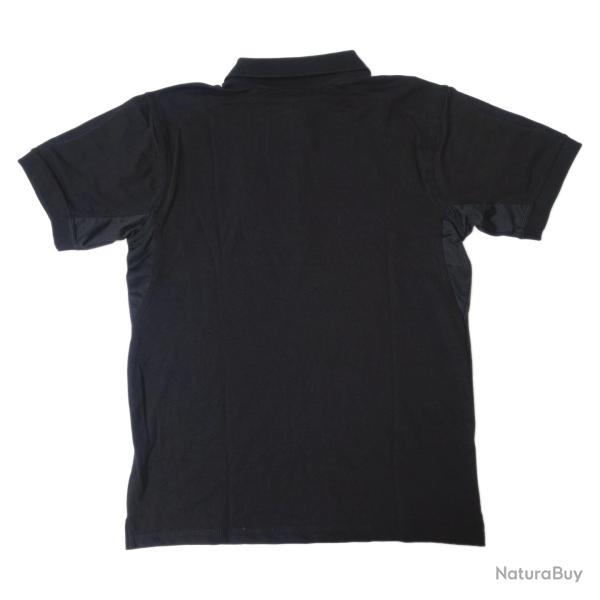 Polo tactique col � glissi�re coton polyester �lasthanne - Noir / M