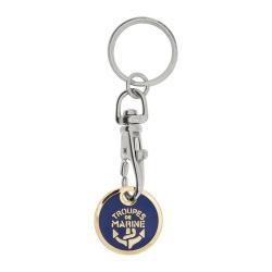 Porte-cl&eacute;s Ares avec attache porte-jeton de chariot - Bleu TDM
