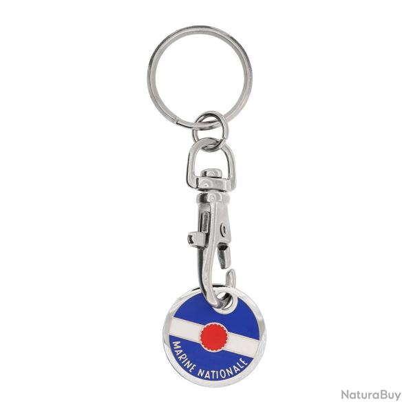 Porte-cl�s Ares avec attache porte-jeton de chariot - Bleu marine