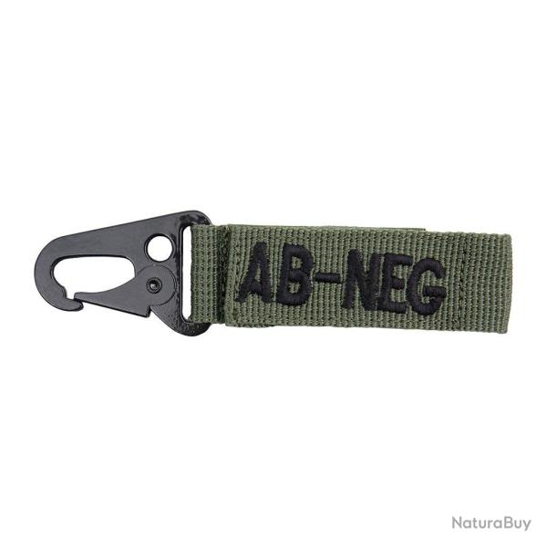 Porte-cl�s mousqueton m�tallique Ares sur sangle brod�e groupe sanguin AB n�gatif - Autre