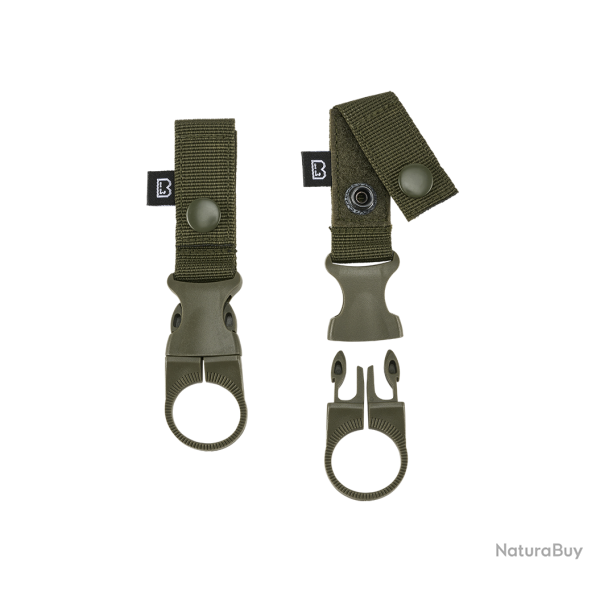Porte-gourde Brandit � clip pour ceinturon et MOLLE sangles, lot de 2 - Vert olive
