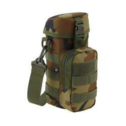 Porte-gourde Brandit MOLLE II &agrave; glissi&egrave;re poche frontale filet - Woodland