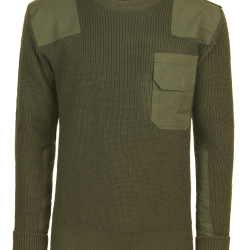 Pull Brandit BW en maille polyacrylique renforts coton &eacute;paules - Vert olive / M (48-50)