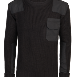 Pull Brandit BW en maille polyacrylique renforts coton &eacute;paules - Noir / XL (54-56)