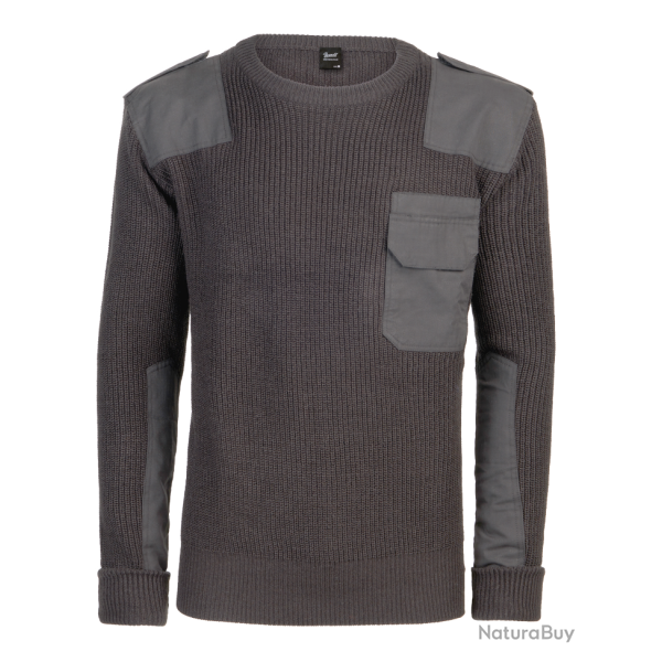 Pull Brandit BW en maille polyacrylique renforts coton �paules - Anthracite / S (46-48)
