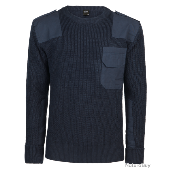 Pull Brandit BW en maille polyacrylique renforts coton �paules - Bleu Marine / M (48-50)