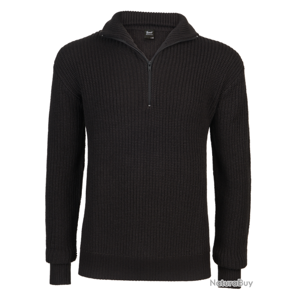 Pull Brandit Marine Troyer en maille polyacrylique col �pais - Noir / M (48-50)