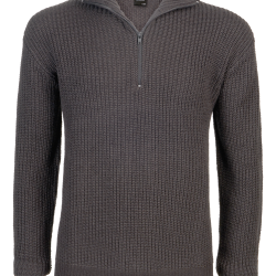 Pull Brandit Marine Troyer en maille polyacrylique col &eacute;pais - Anthracite / M (48-50)
