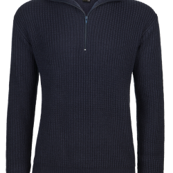 Pull Brandit Marine Troyer en maille polyacrylique col &eacute;pais - Bleu Marine / XL (54-56)