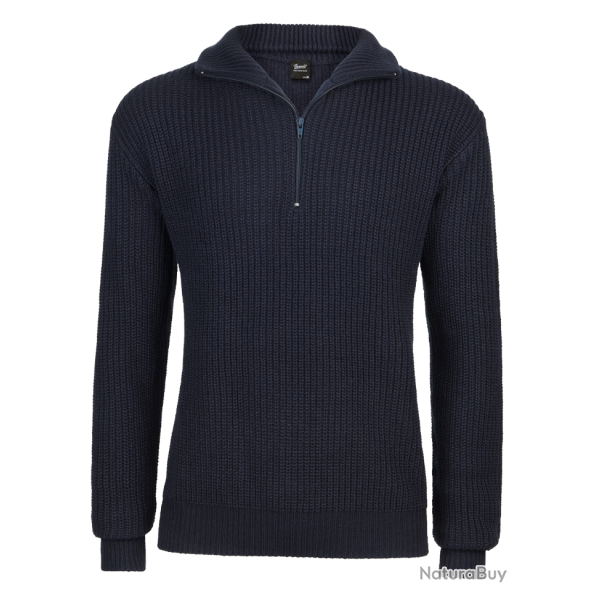 Pull Brandit Marine Troyer en maille polyacrylique col �pais - Bleu Marine / 3XL (60)