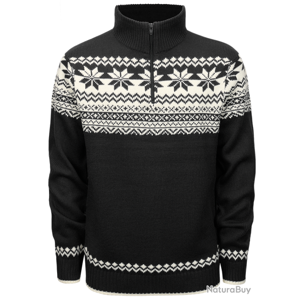 Pull Brandit Norwegian Troyer maille polyacrylique col doubl� - Noir / 4XL