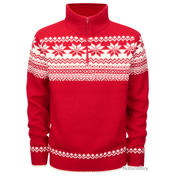 Pull Brandit Norwegian Troyer maille polyacrylique col doubl� - Rouge / XL