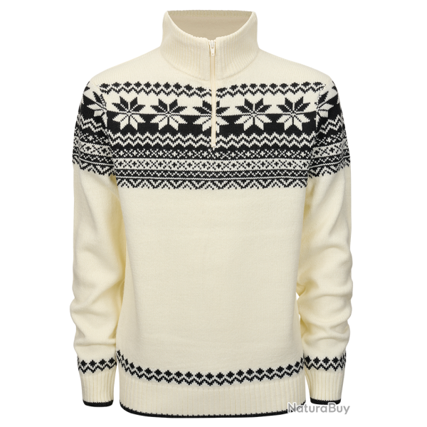 Pull Brandit Norwegian Troyer maille polyacrylique col doubl� - Blanc / L