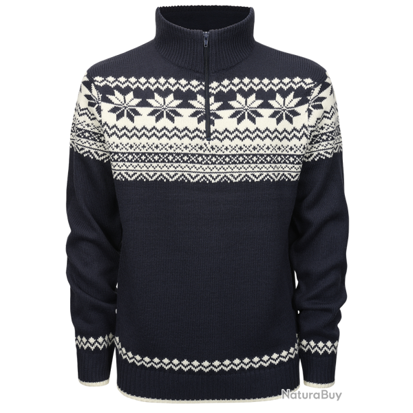 Pull Brandit Norwegian Troyer maille polyacrylique col doubl� - Bleu Marine / S