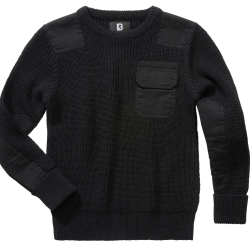 Pull enfant Brandit BW coudes et &eacute;paules renforc&eacute;s poche - Noir / 146/152 cm