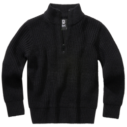 Pull enfant Brandit Marine Troyer maille acrylique col montant - Noir / 122/128 cm