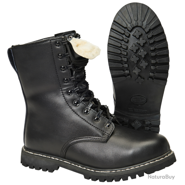 Rangers Brandit Para Boots doublure hiver cuir 9 oeillets - Noir / 41 EU