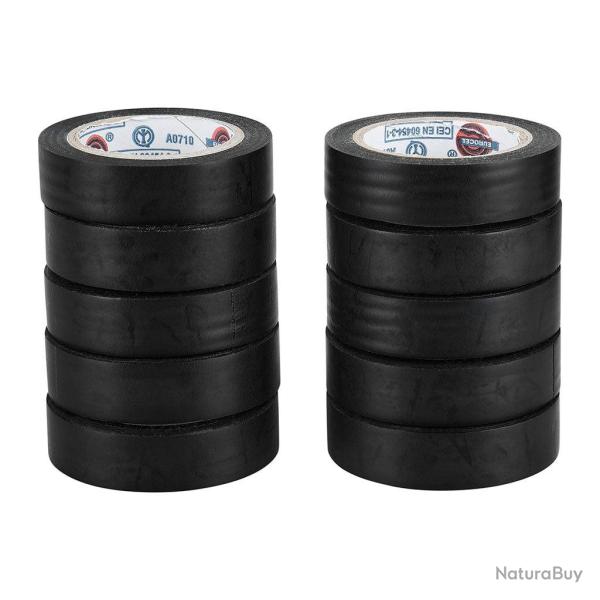 Rouleaux de ruban adh�sif Ares 15 mm x 10 m pour marquage, lot de 10 - Noir / 15 X 10 M
