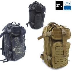 Sac &agrave; dos 27 L Assault Pack polyester 600D MOLLE &agrave; d&eacute;coupe - Camo noir