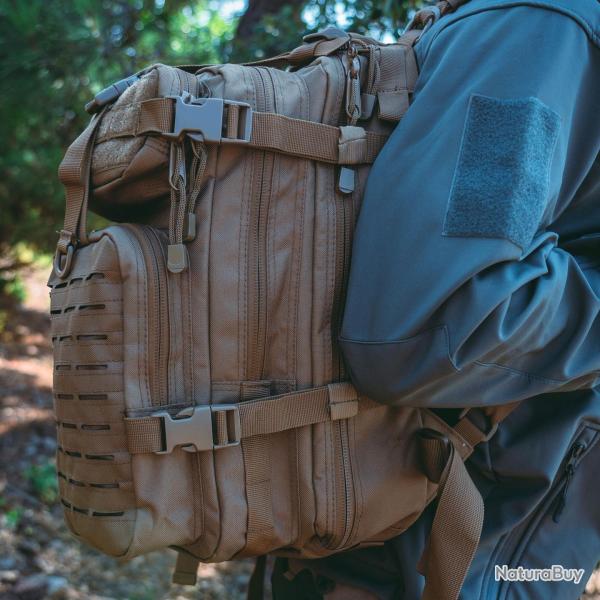 Sac � dos 27 L Assault Pack polyester 600D MOLLE � d�coupe - Coyote