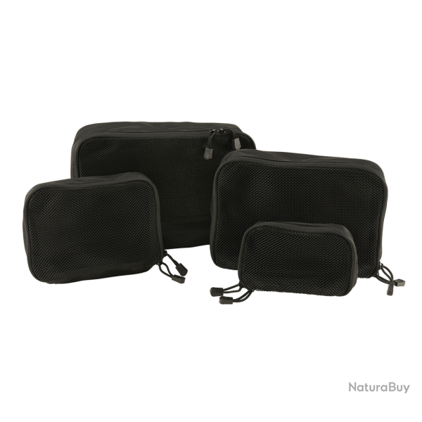 Sacs de rangement Brandit US Cooper polyester 600D faces filet, lot de 4 - Noir