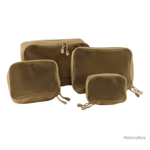 Sacs de rangement Brandit US Cooper polyester 600D faces filet, lot de 4 - Camel
