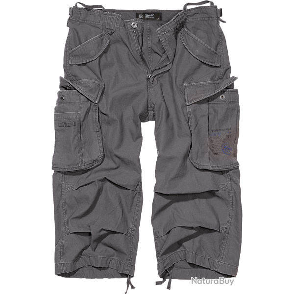 Short 3/4 Brandit Industry Vintage en coton �pais avec plis - Anthracite / M