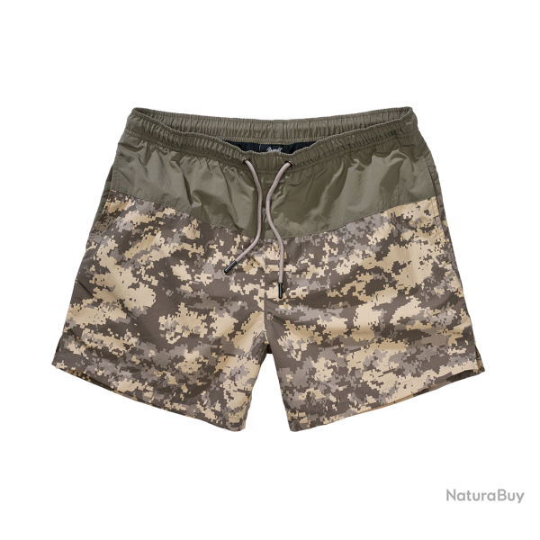 Short de bain Brandit Swimshort Basic en nylon - Vert olive / AT-Digital / 2XL