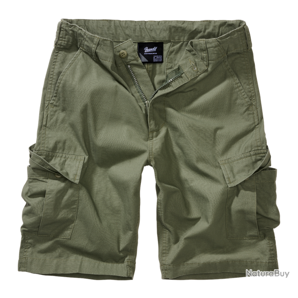 Short enfant Brandit BDU en coton ripstop six poches et tour - Vert olive / 122/128 cm