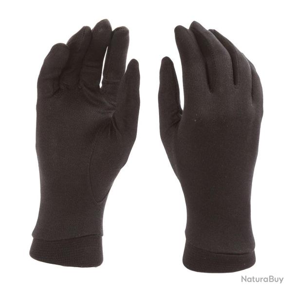 Sous-gants Ares en soie 100% fins et hypoallerg�niques - Noir / 8.5