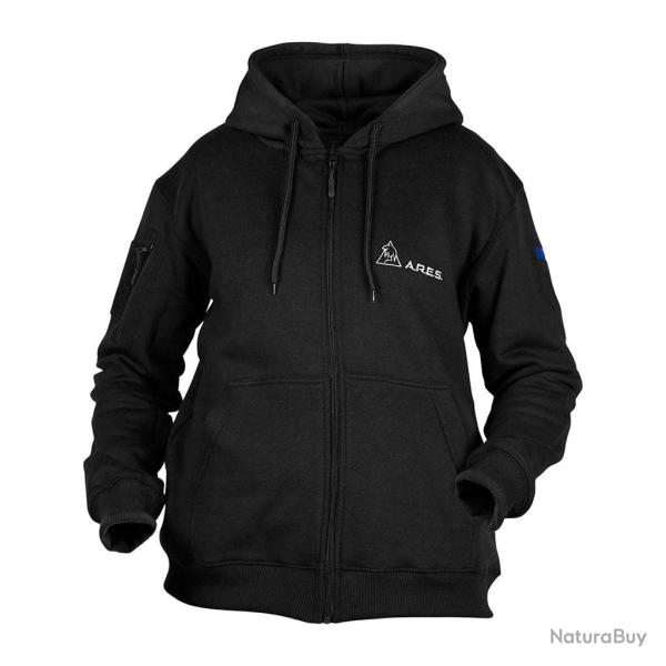 Sweat � capuche Ares polycoton 350 g/m� brod� FRENCH FORCES - Noir / XL