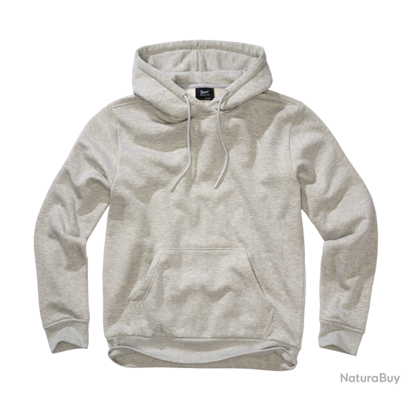 Sweat � capuche Brandit Tom molleton gratt� poche kangourou - Gris chin� / S