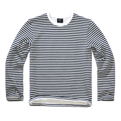 Sweat Brandit Marine en coton molleton gratt&eacute; col rond - Bleu Marine / Blanc / XL